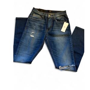 7 For All Mankind Distressed Blue Slim Jeans